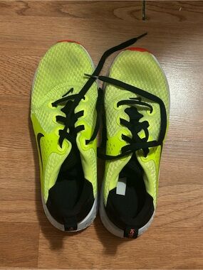 Nike Kids Neon Yellow and Black Running Sneakers; Nike LeBron Witness 5 "Grinch”